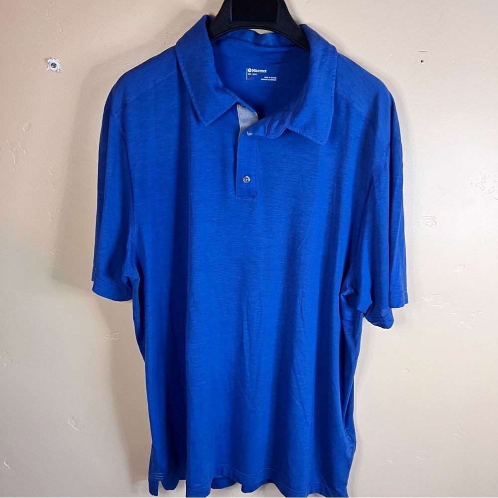 Marmot Mens Size XL Royal Blue Soft Polo Preppy Country Club Shirt New Condition